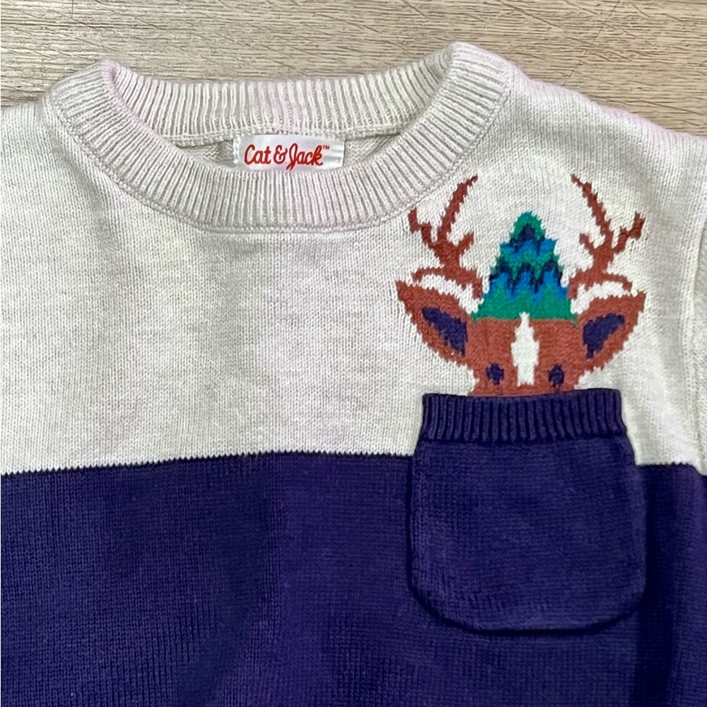 CAT & JACK kids reindeer winter holiday sweater, Size 2T - Picture 2 of 3
